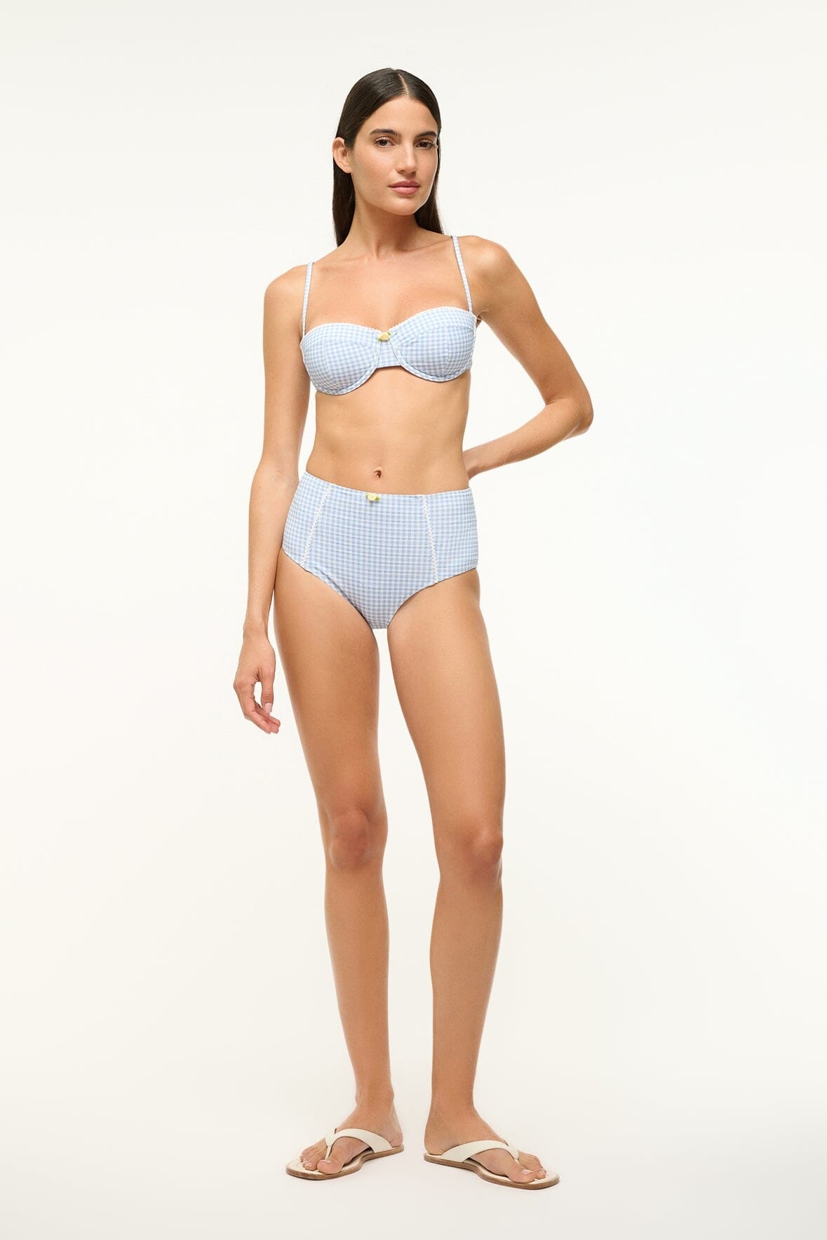 STAUD WAILEA BIKINI BOTTOM SKY MICRO CHECK - 2