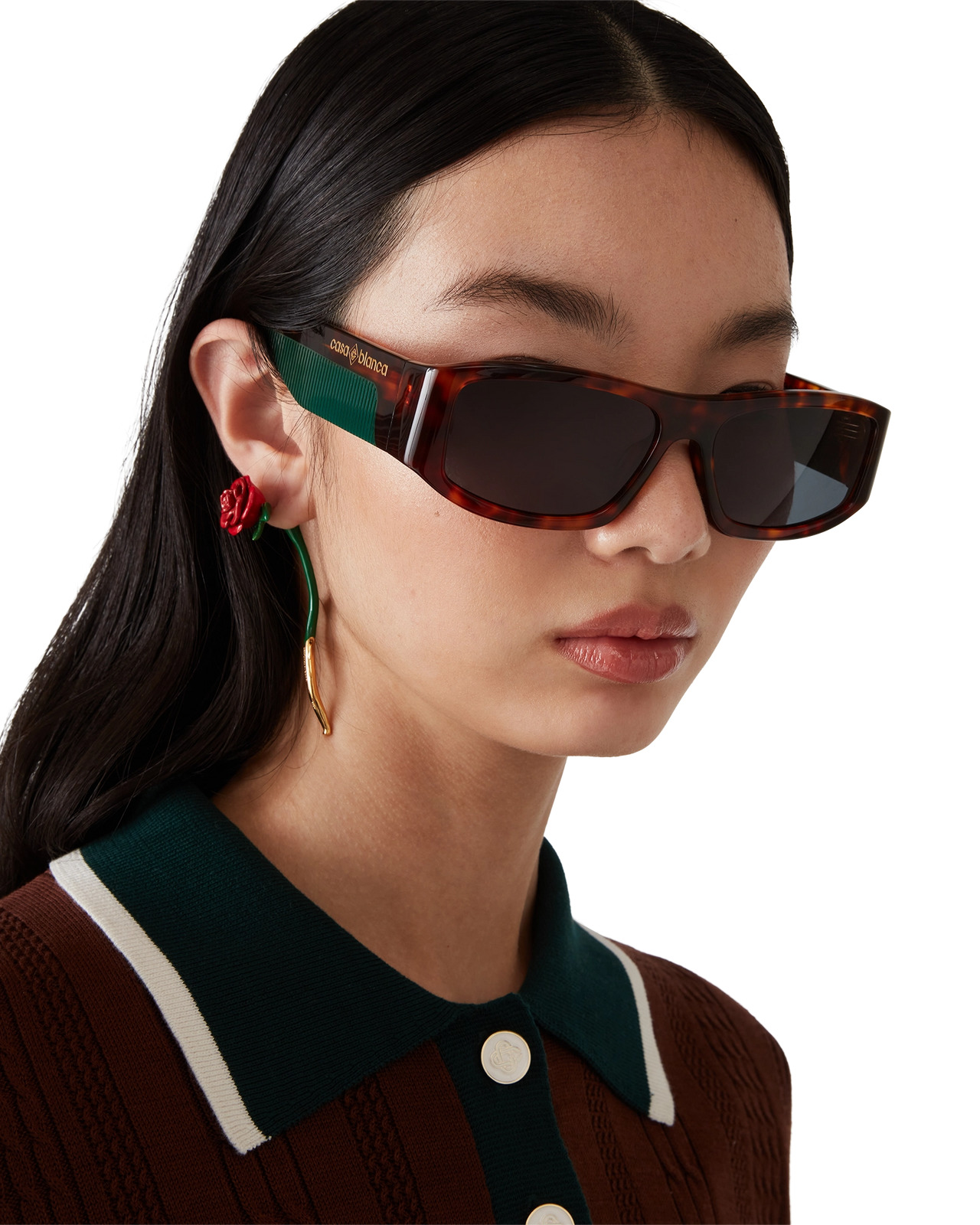 Tortoiseshell Rectangular Sunglasses | Casablanca Paris - 4
