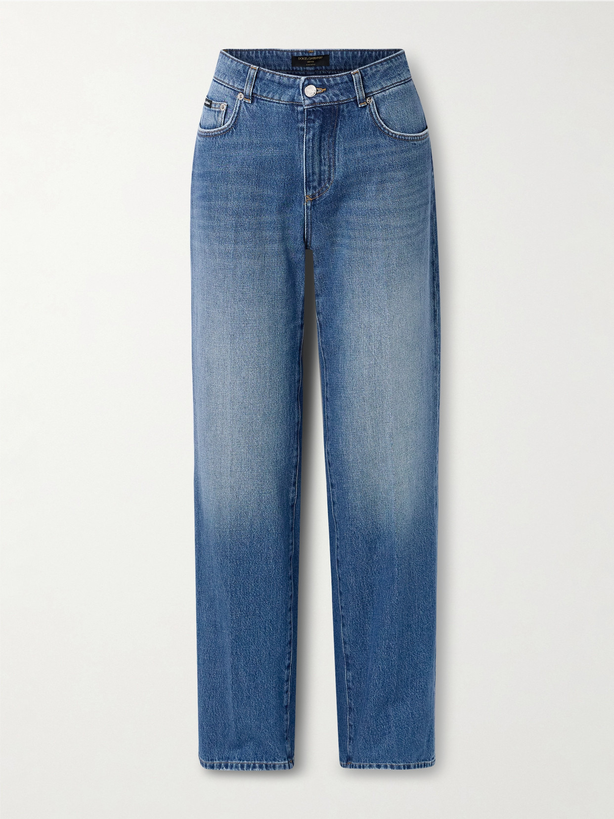 Appliquéd High-rise Straight-leg Jeans - 1