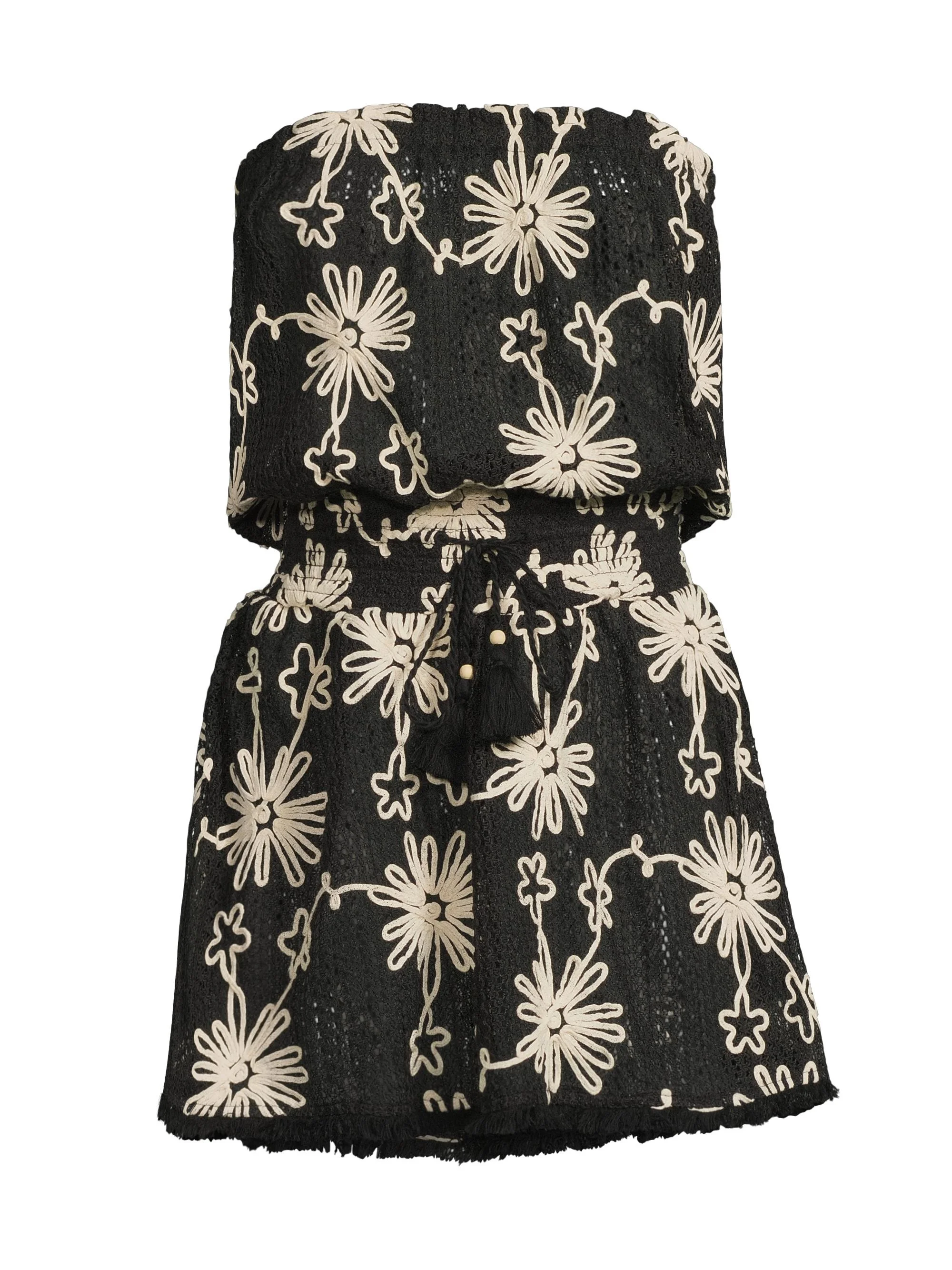 Women's Lauryn Floral Strapless Minidress - Black Embroidered - 1