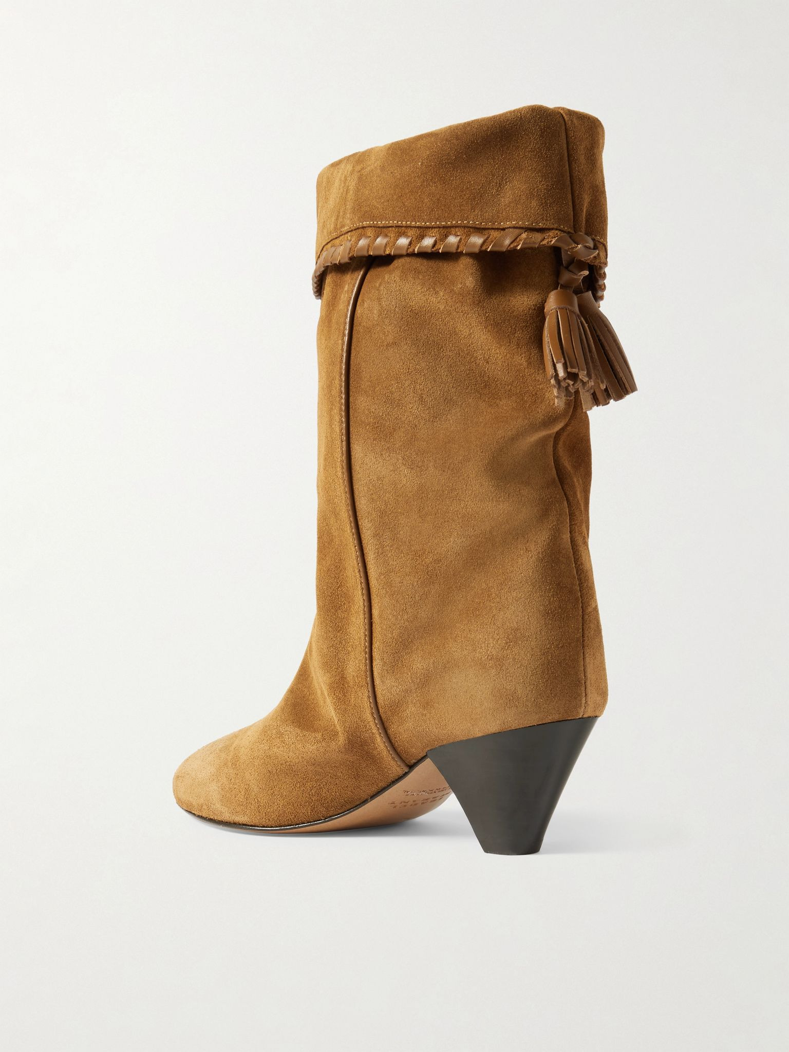 Dalby tasseled leather-trimmed suede ankle boots Tan - 3