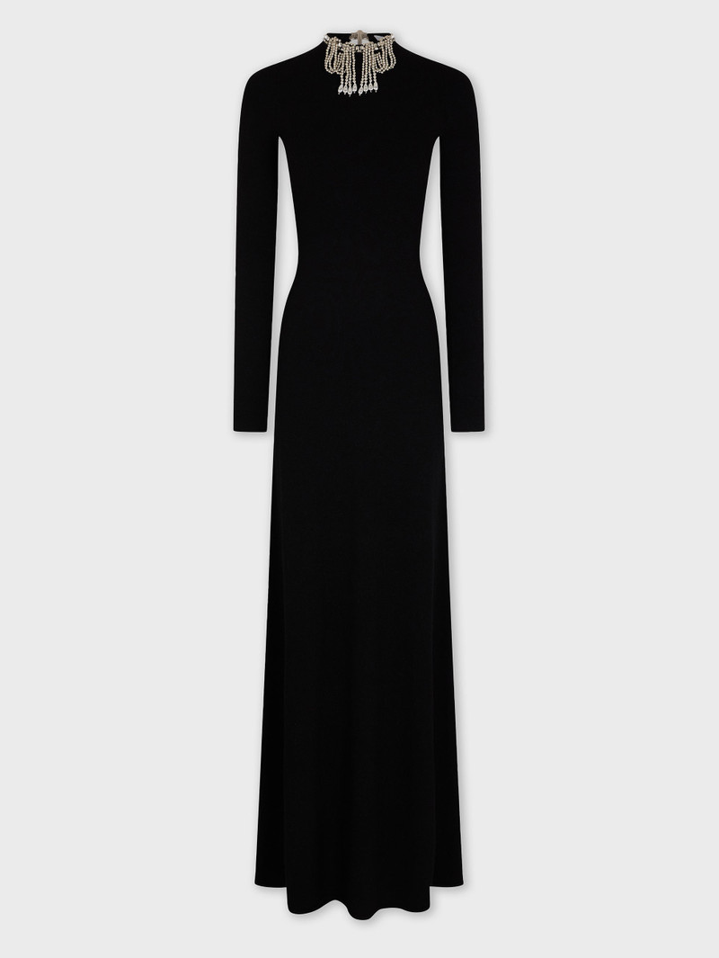 LONG BACKLESS KNIT DRESS WITH EMBROIDERIES 1