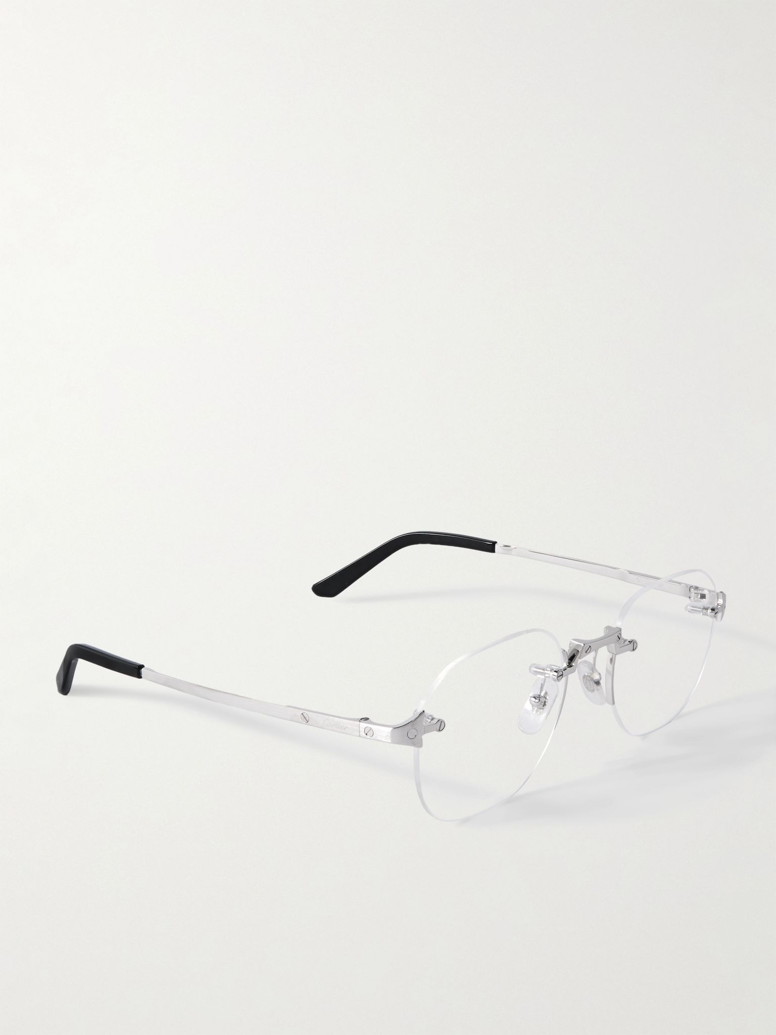 Santos de Cartier Rimless D-Frame Silver-Tone Optical Glasses Silver - 3