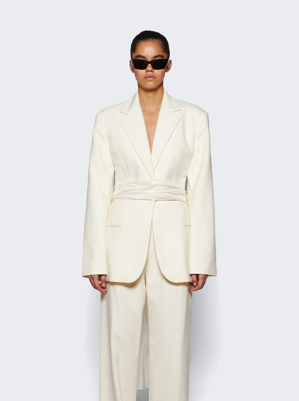 Intimate Bow-back Twill Blazer White - 2