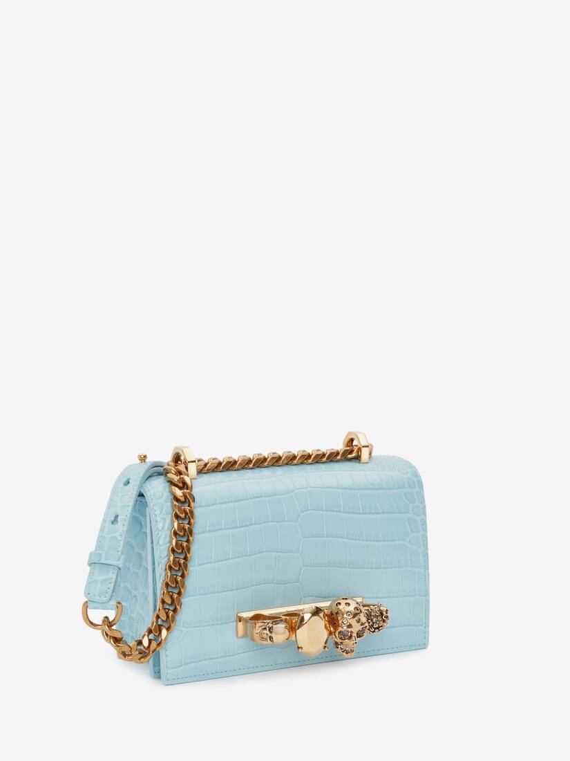 Mini Jewelled Satchel in Pale Blue - 2
