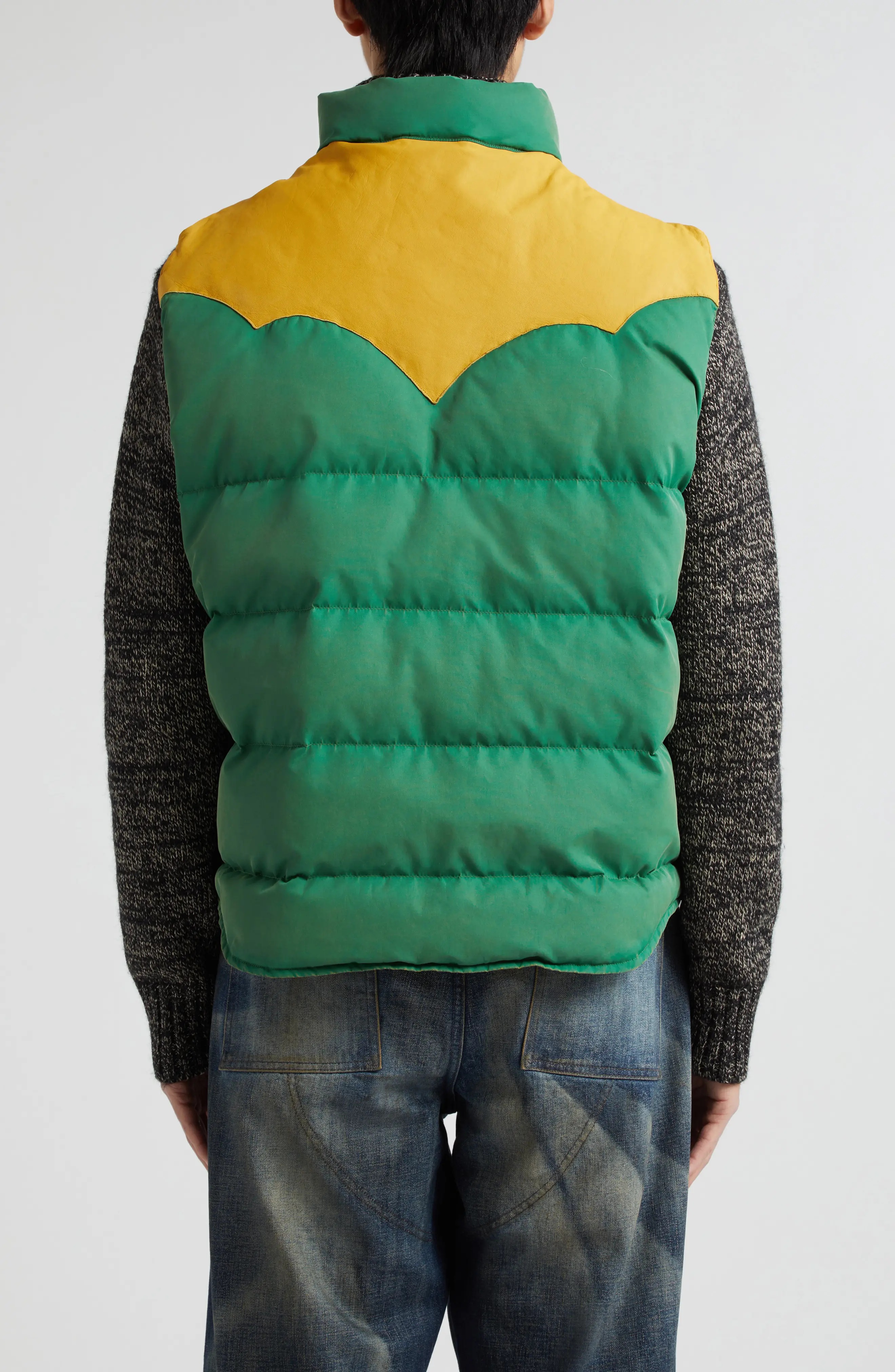 RRL by Ralph Lauren Chatham Colorblock Leather Yoke Puffer RRL by Ralph Lauren Chatham Colorblock Leather Yoke Puffer