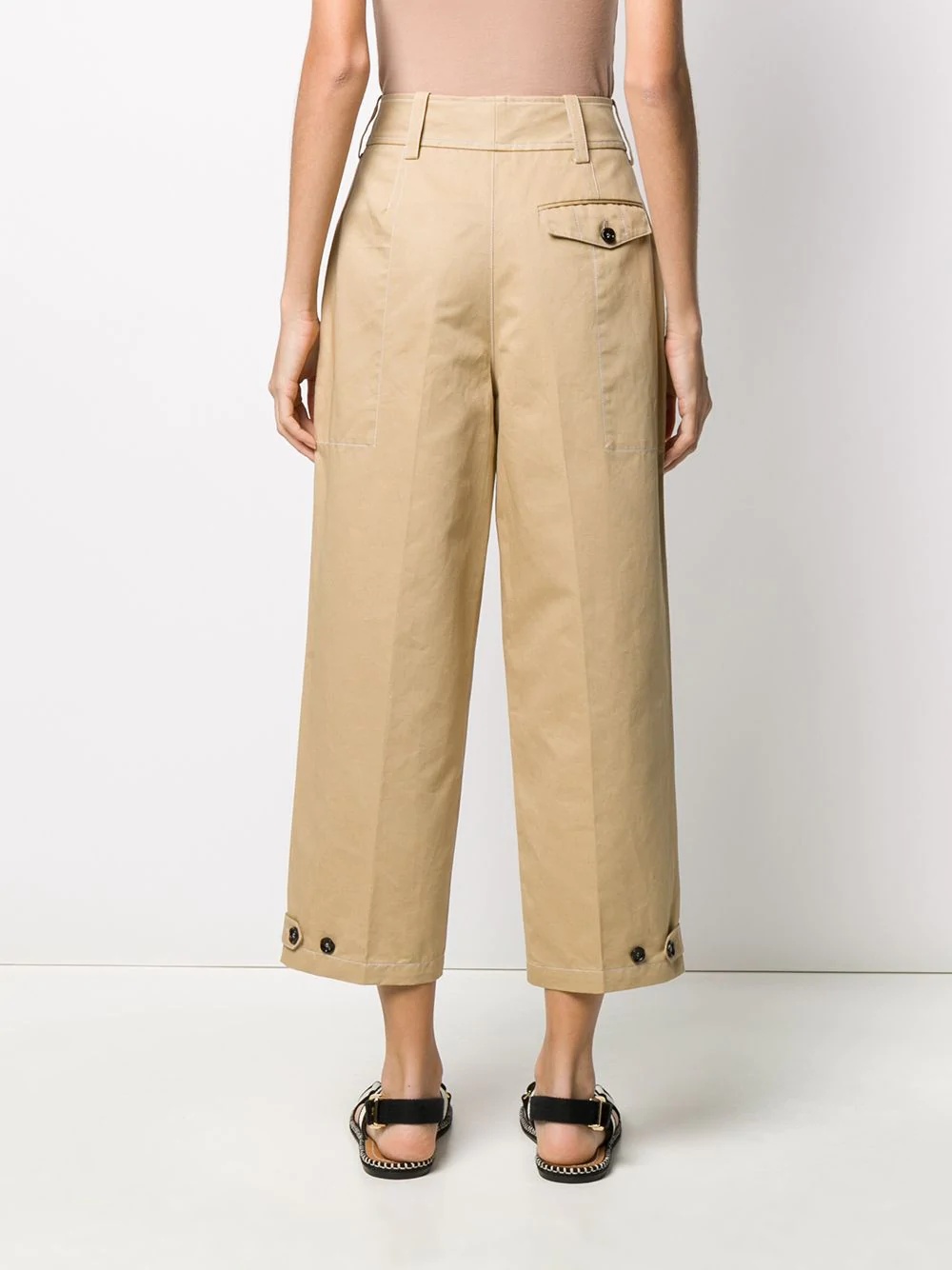 contrast top-stitching cropped trousers - 4