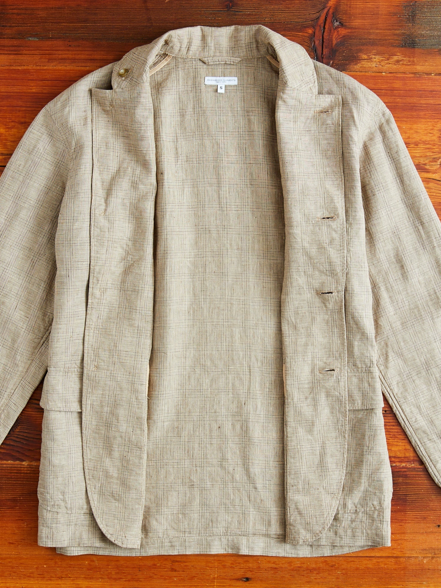 Loiter Jacket in Beige Linen Glen Plaid - 9