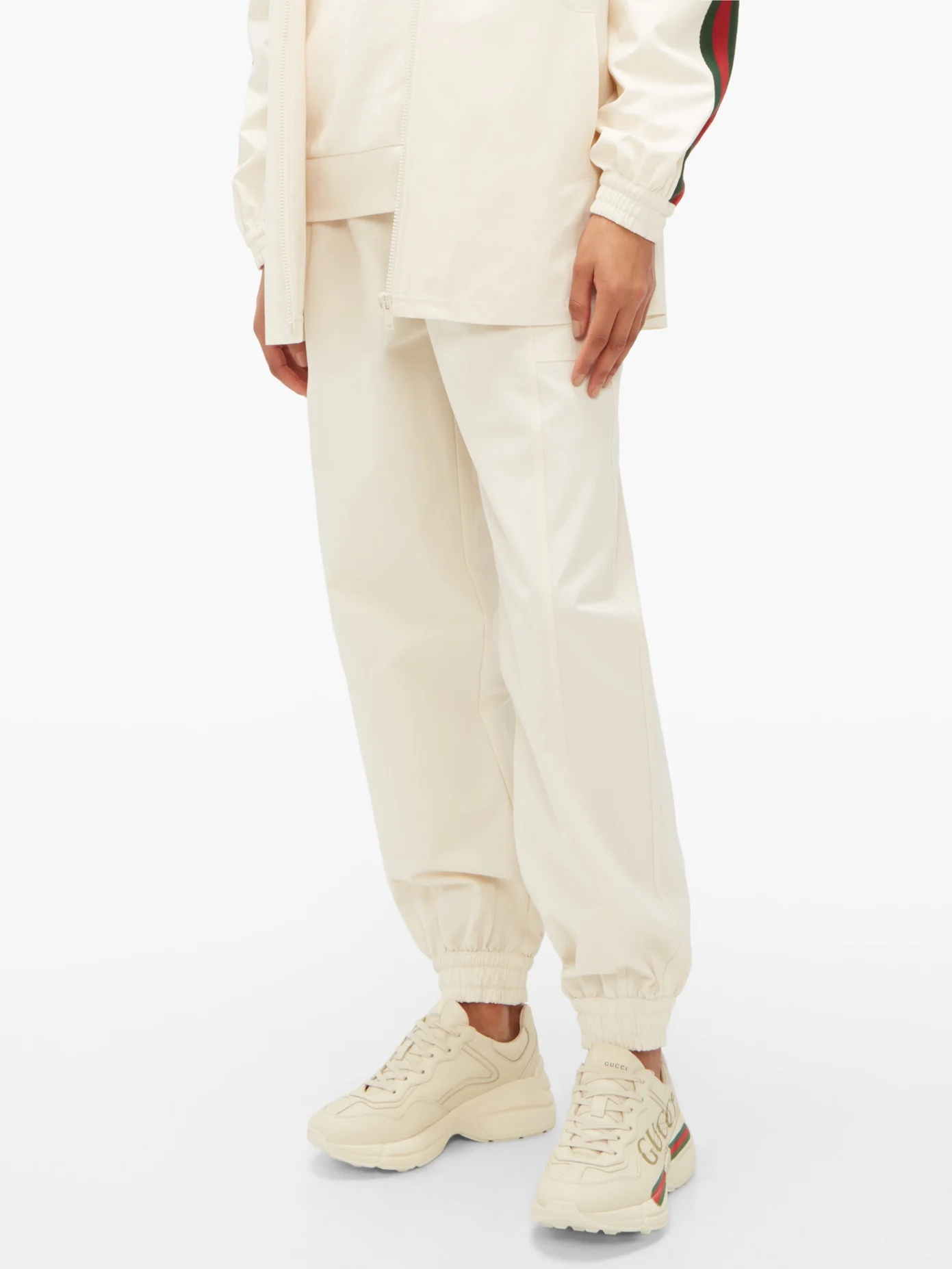 Web-striped cotton-canvas track pants - 6