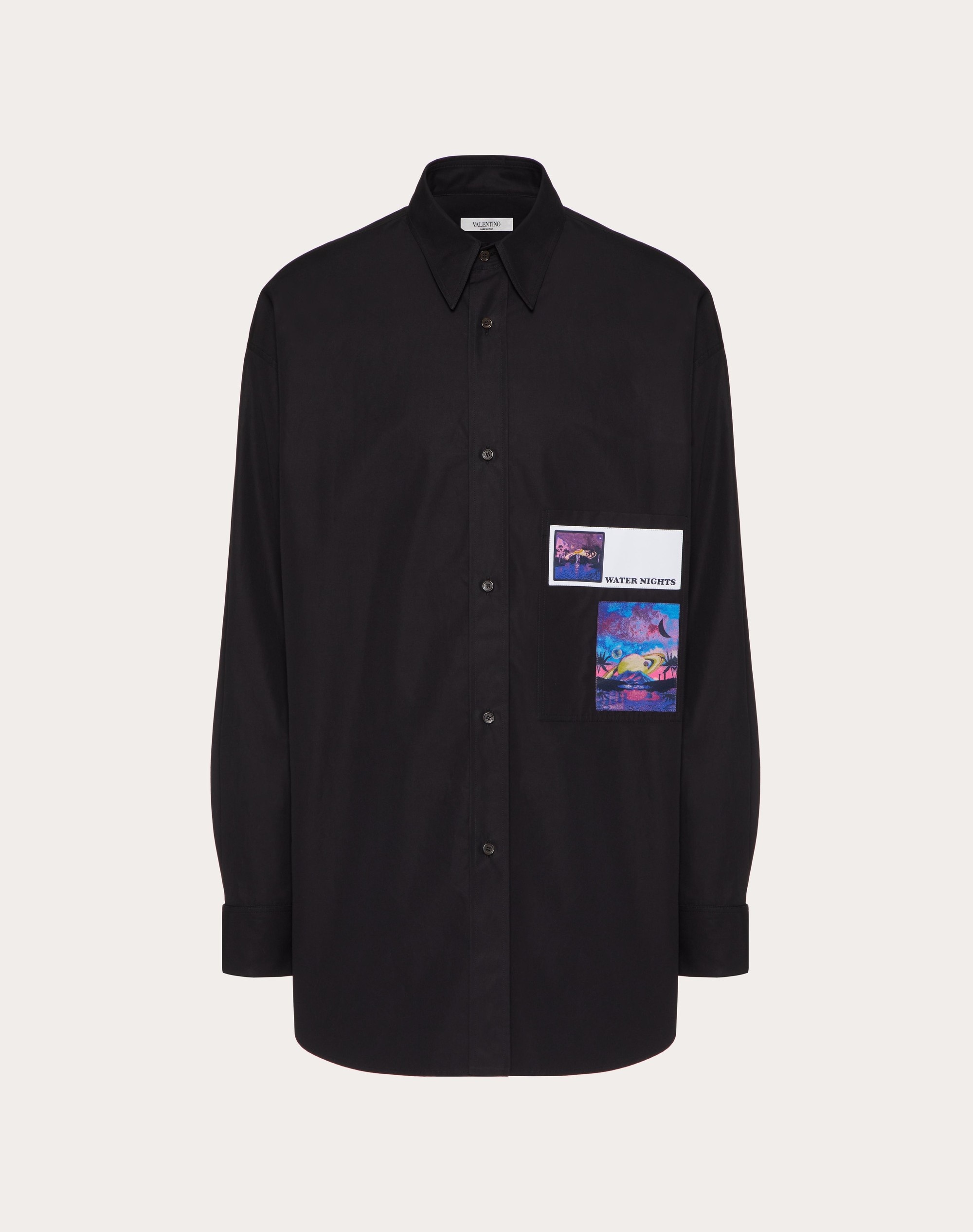 COTTON SHIRT WITH BROCADE PATCH - 1