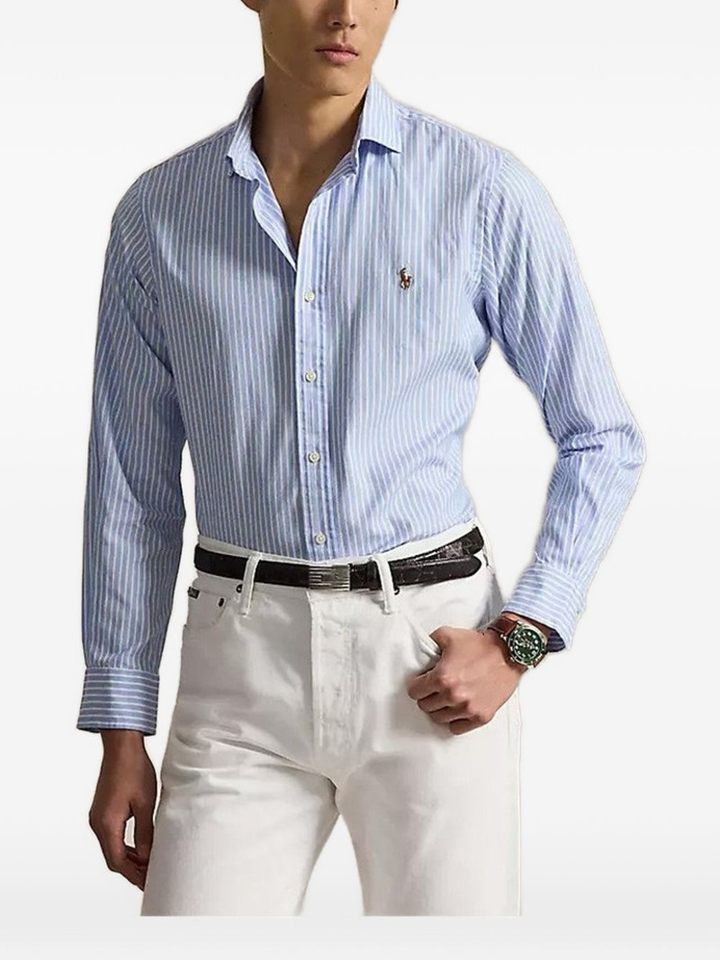 striped-pattern chest-logo shirt 1