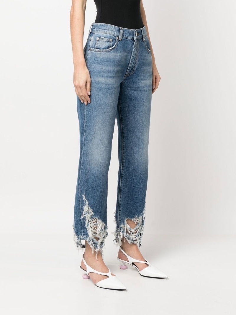 distressed-effect straight-leg jeans - 3