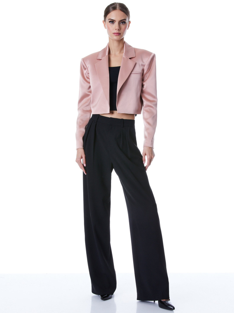 Alice + Olivia SHAN CROPPED RUCHED SLEEVE BLAZER outlook