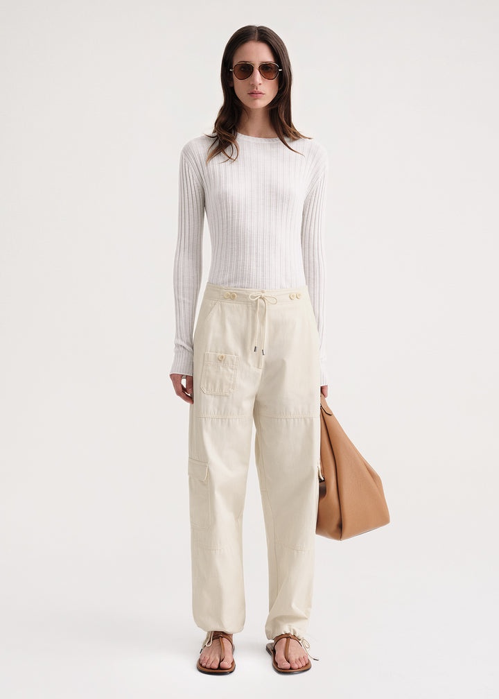 Cotton cargo trousers ecru - 2