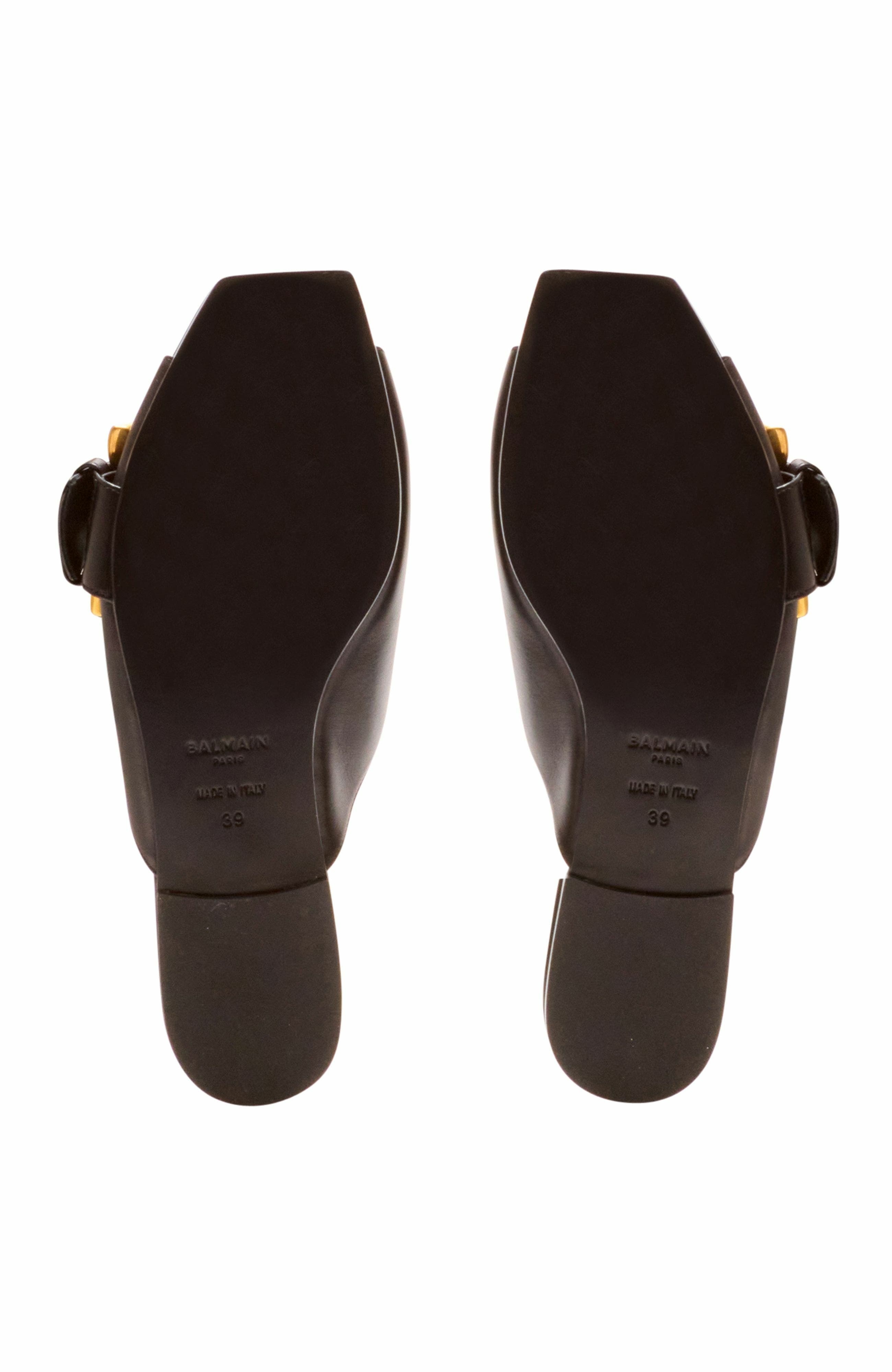 Balmain Anthem flat leather sandals in Black at Nordstrom - 9