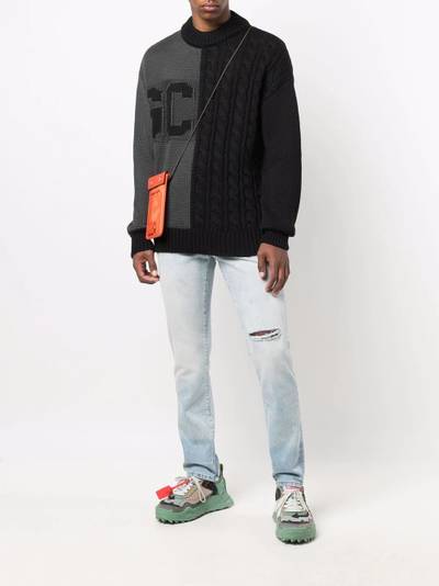 GCDS logo-printed cable-knit jumper outlook