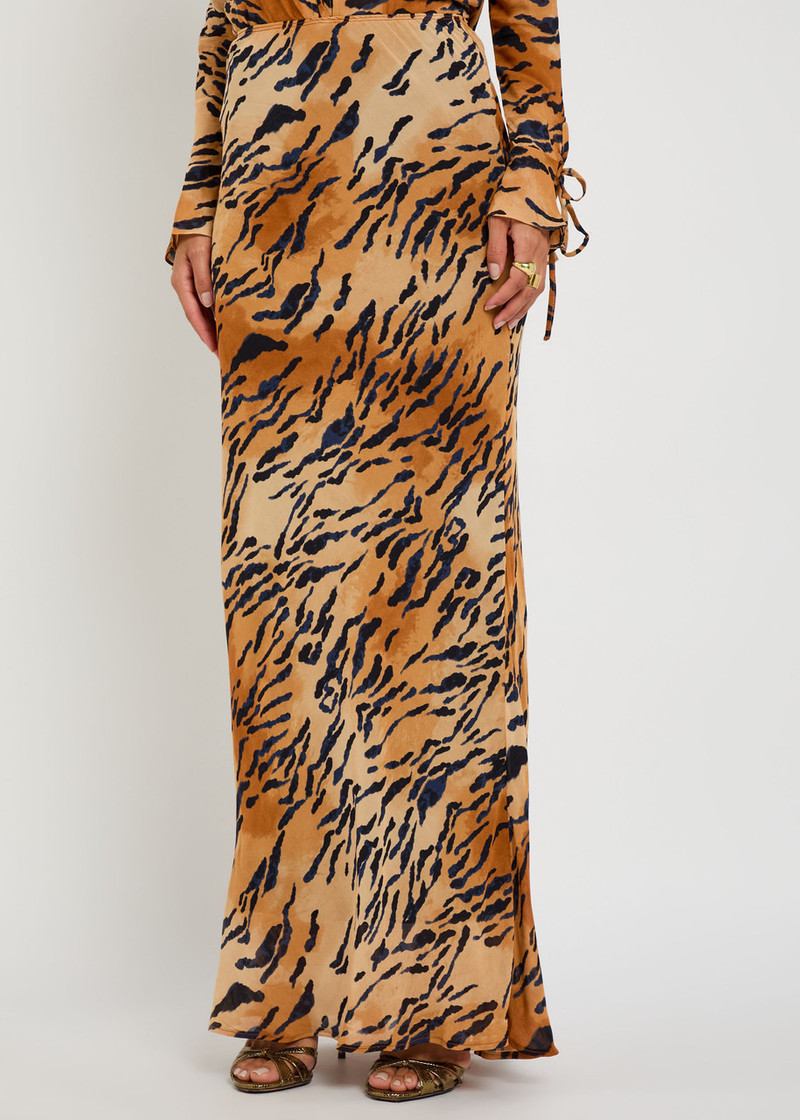 Never Fully Dressed Never Fully Dressed Dorris Tiger-print Chiffon Maxi Skirt outlook