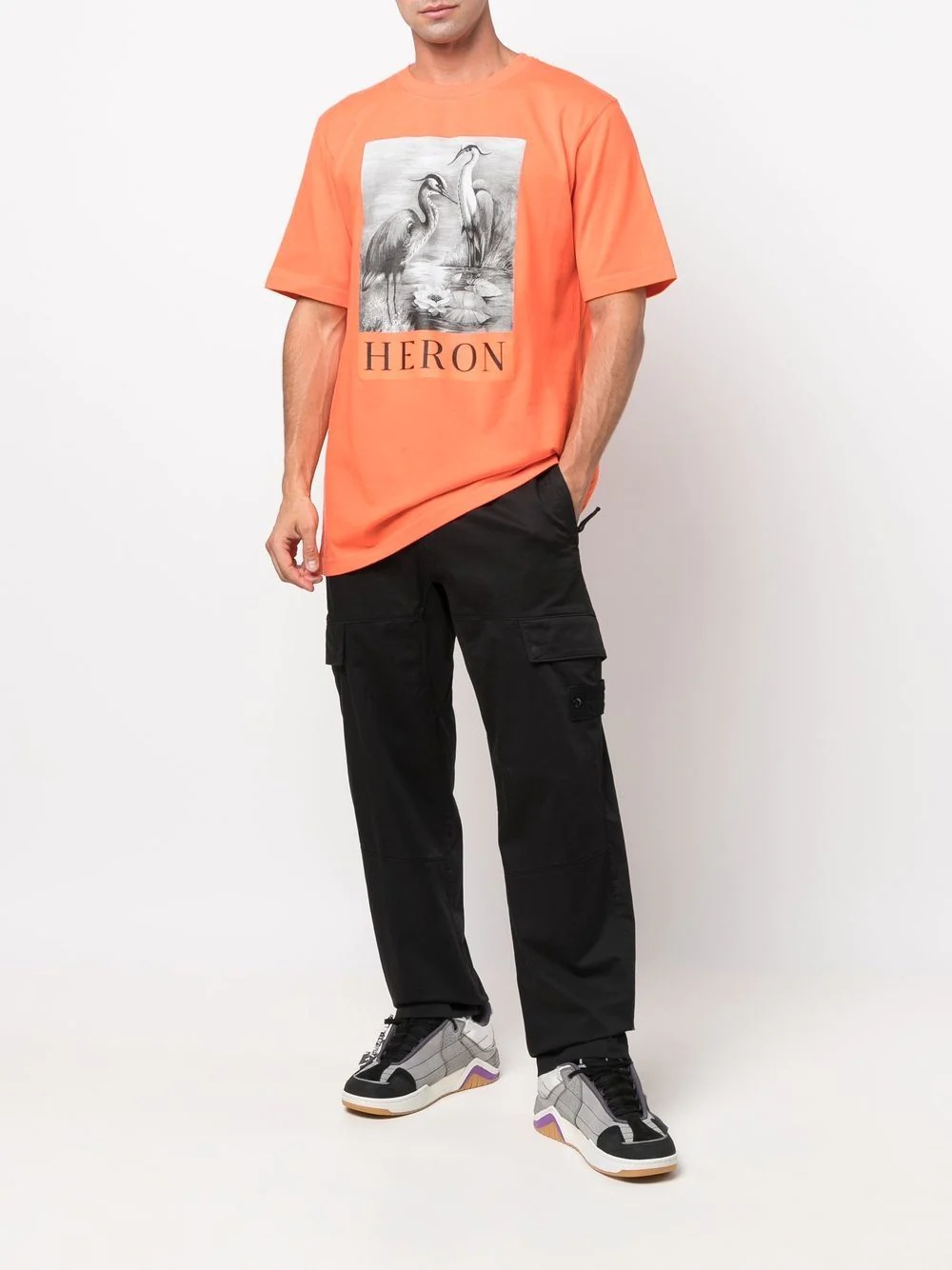 Heron print crew neck T-shirt - 2