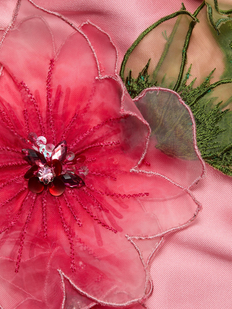 Women's Floral Appliqué Strapless Cocktail Dress - Peony 7