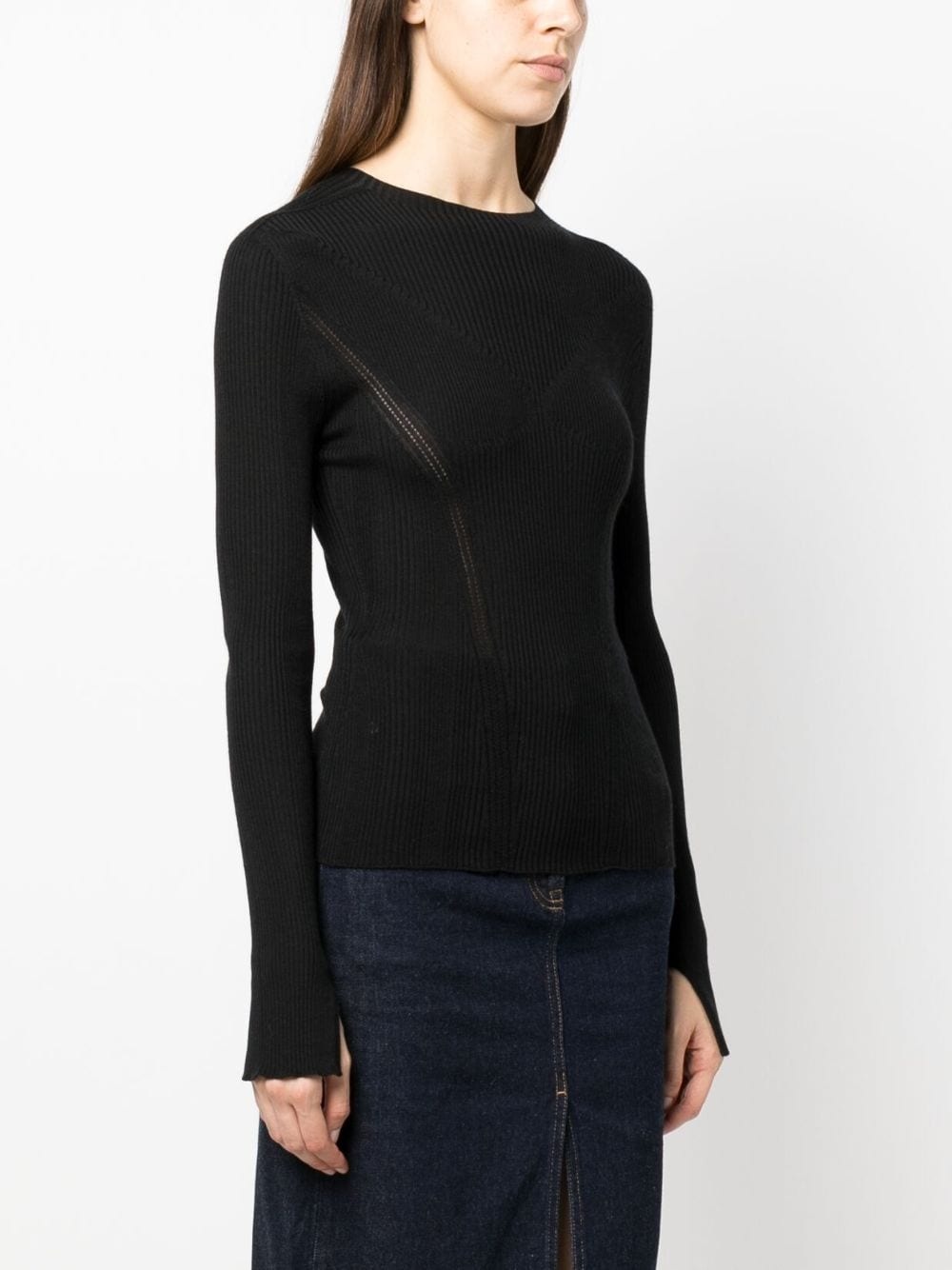 long-sleeve ribbed-knit top - 3