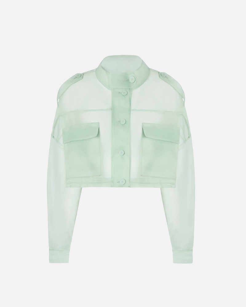 CROPPED PEA COAT IN PURE SILK ORGANZA 1
