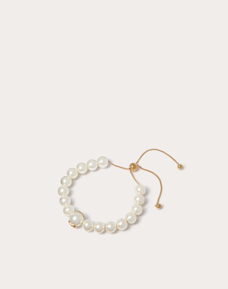 VLOGO SIGNATURE METAL AND RESIN PEARL BRACELET 3