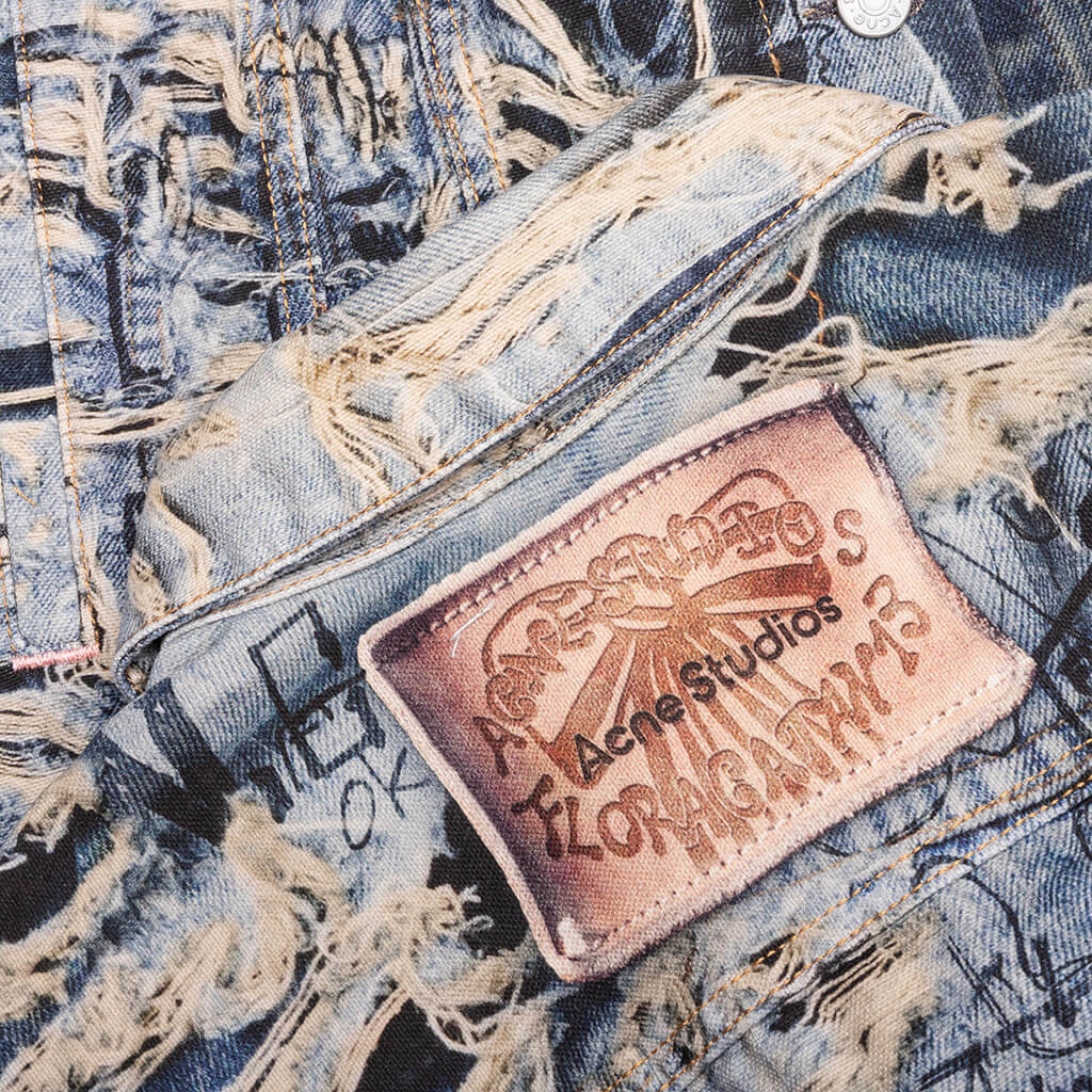 SCRIBBLE DENIM JACKET - MID BLUE - 4