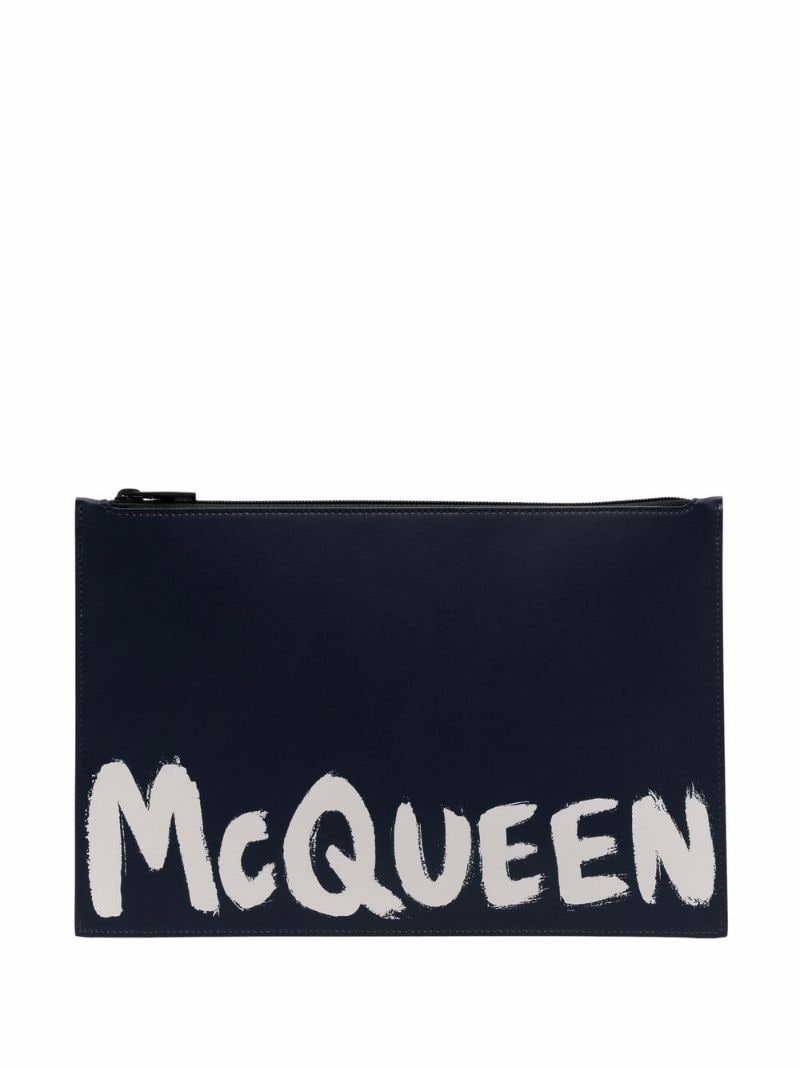 logo-print clutch bag - 1