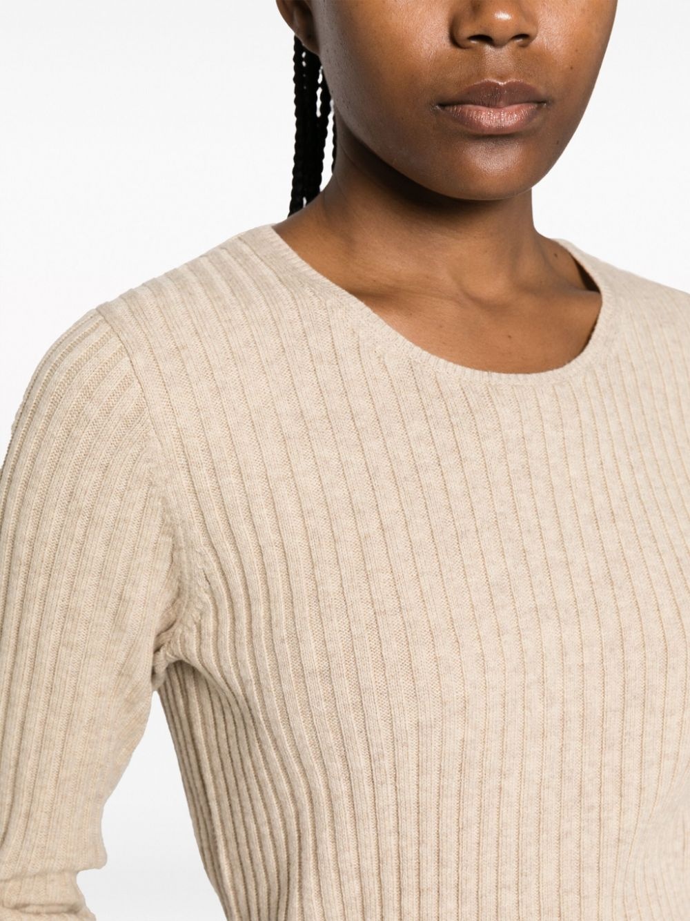 bell-sleeves ribbed-knit jumper - 5