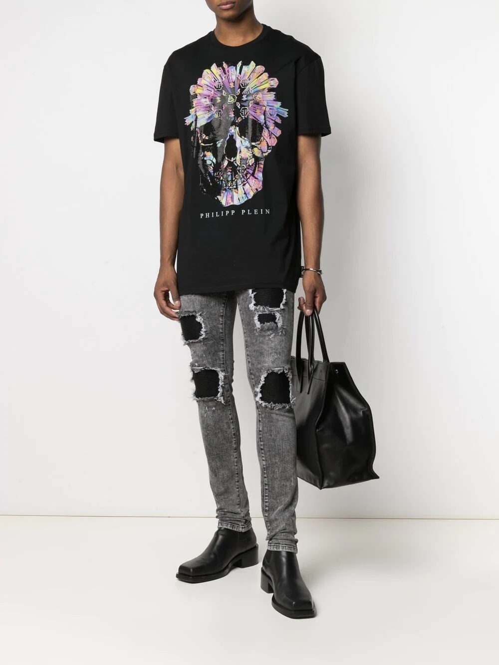 skull-appliqué T-shirt - 2