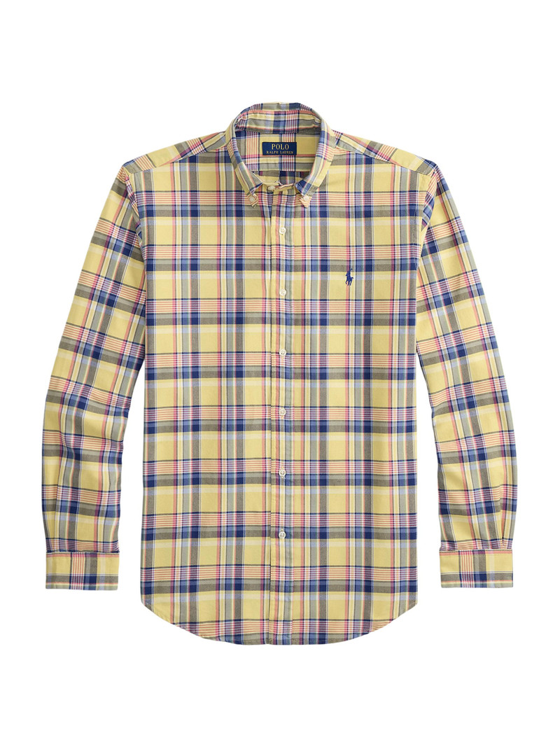 Men's Classic Plaid Cotton Oxford Shirt - Yellow Pink Multi 1