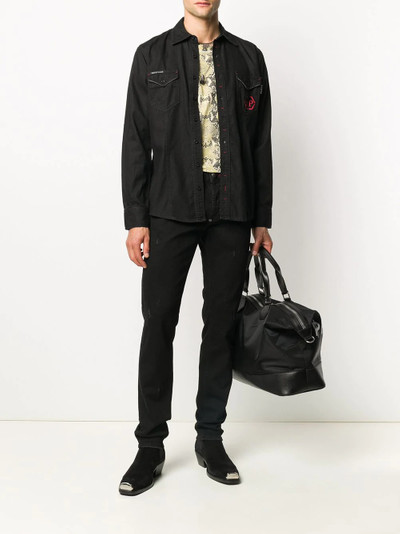 PHILIPP PLEIN logo-print denim shirt outlook