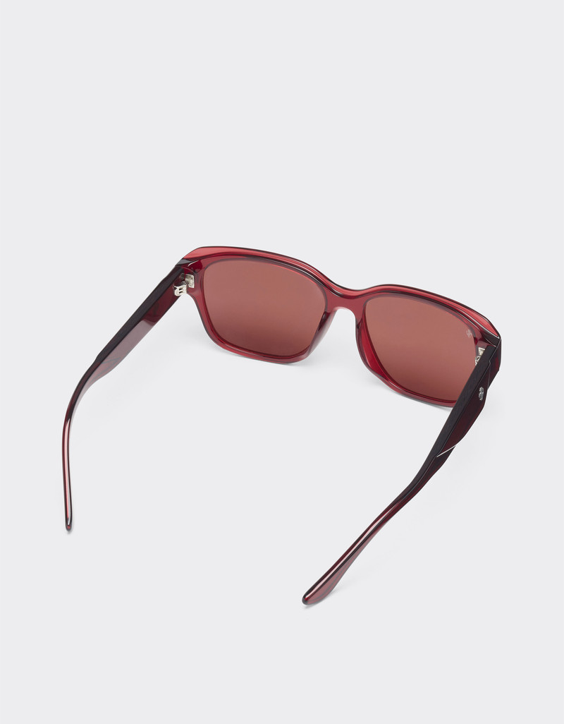 Ferrari sunglasses in transparent burgundy acetate with polarised purple lenses 6