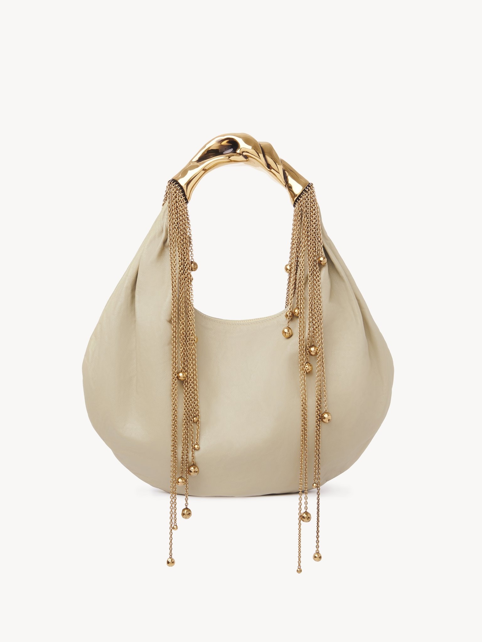 TWISTED SHELL HOBO BAG IN SHINY LEATHER - 4