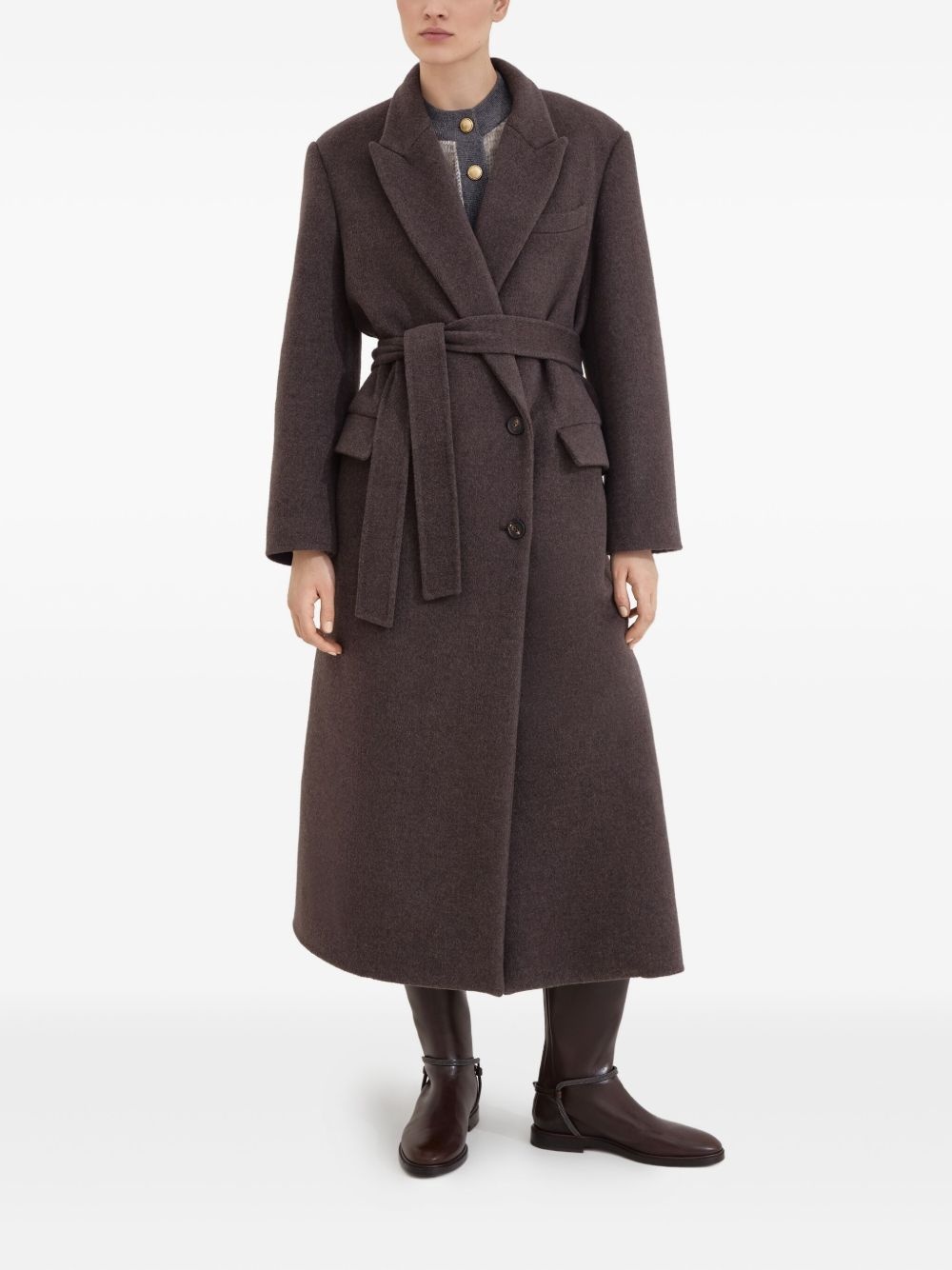 double-breasted belted coat - 2