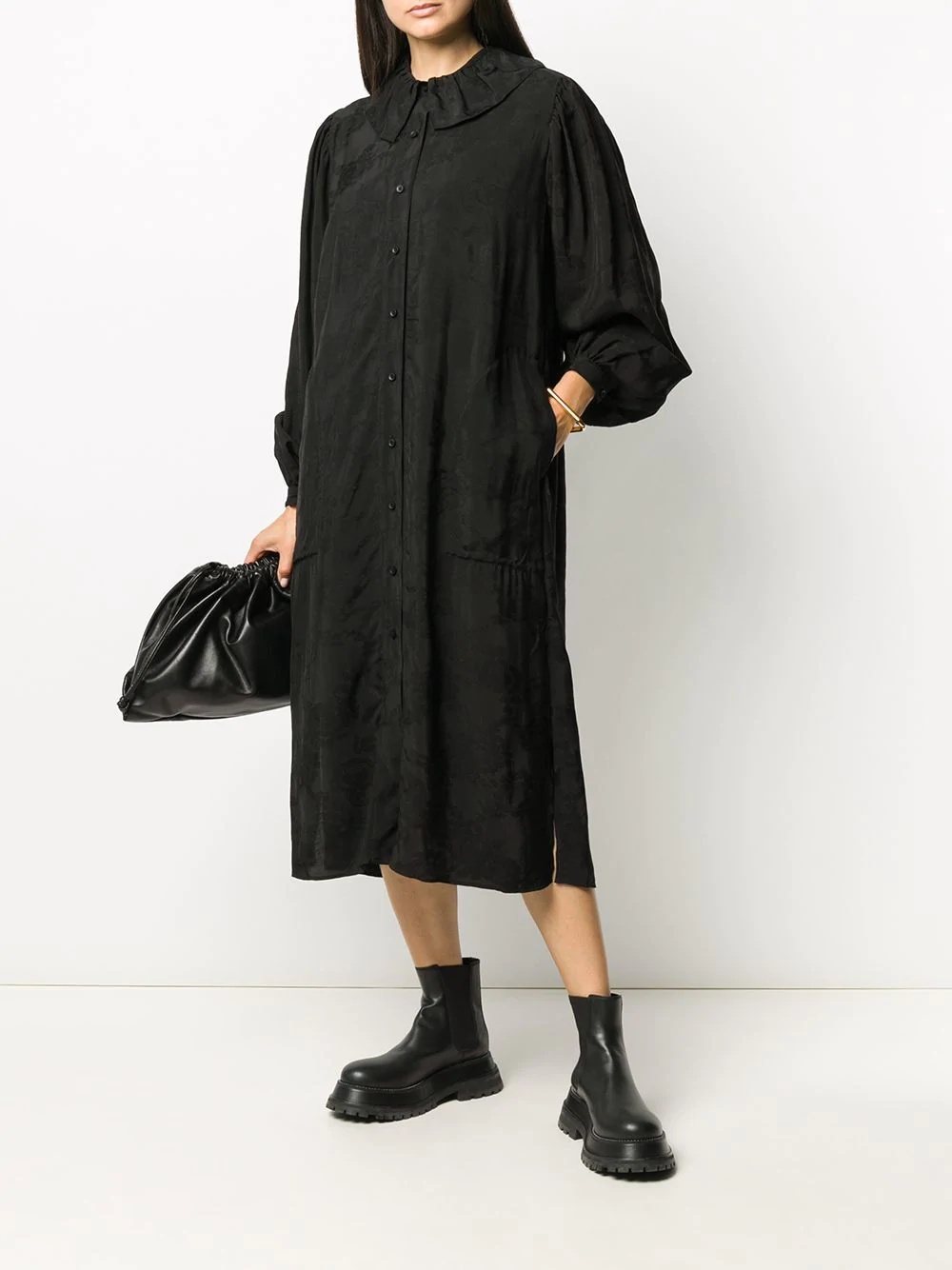 oversized long-sleeve shirt dress - 2