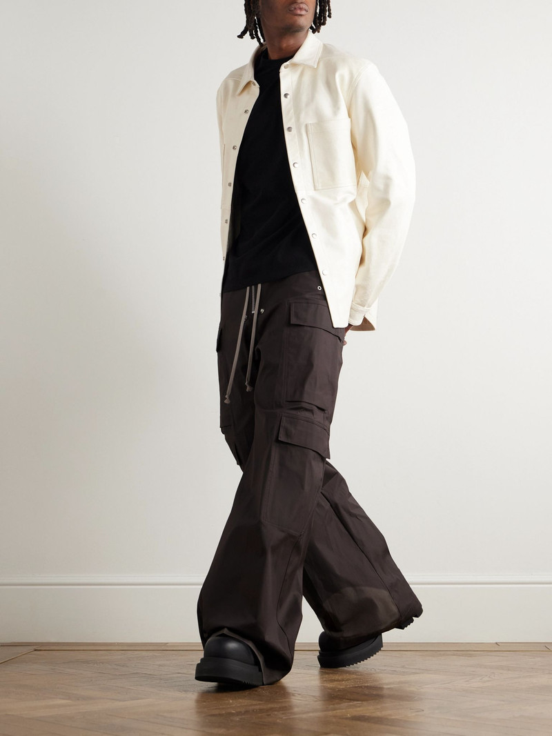 Rick Owens Belas Wide-Leg Cotton-Blend Poplin Drawstring Cargo Trousers Dark gray outlook