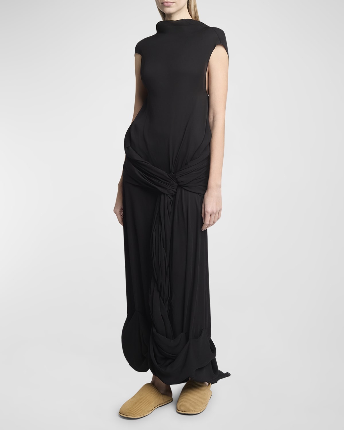 Twisted Drape Sleeveless Backless Maxi Dress - 3