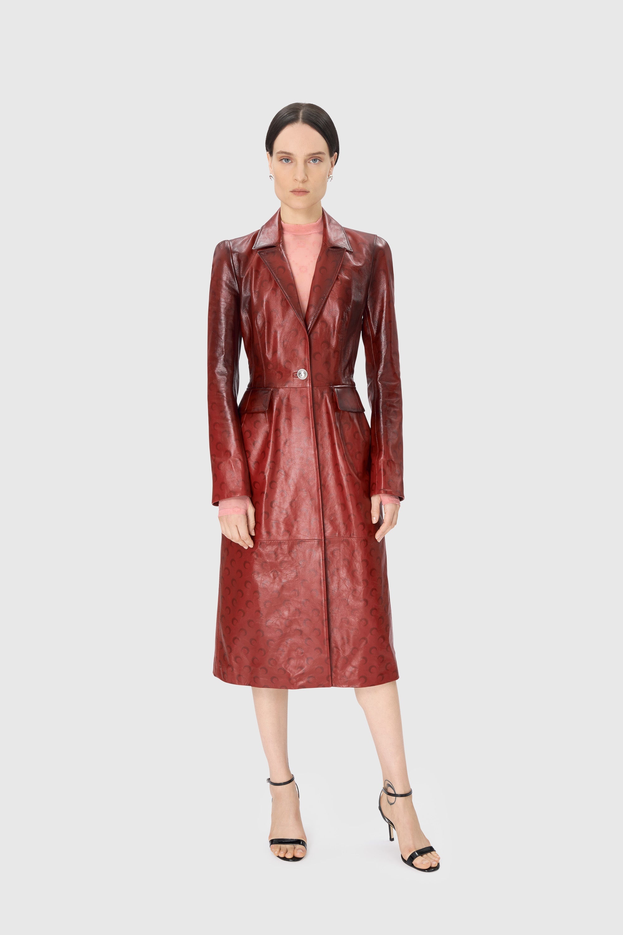 Moon Airbrushed Leather Tailored Coat - 2