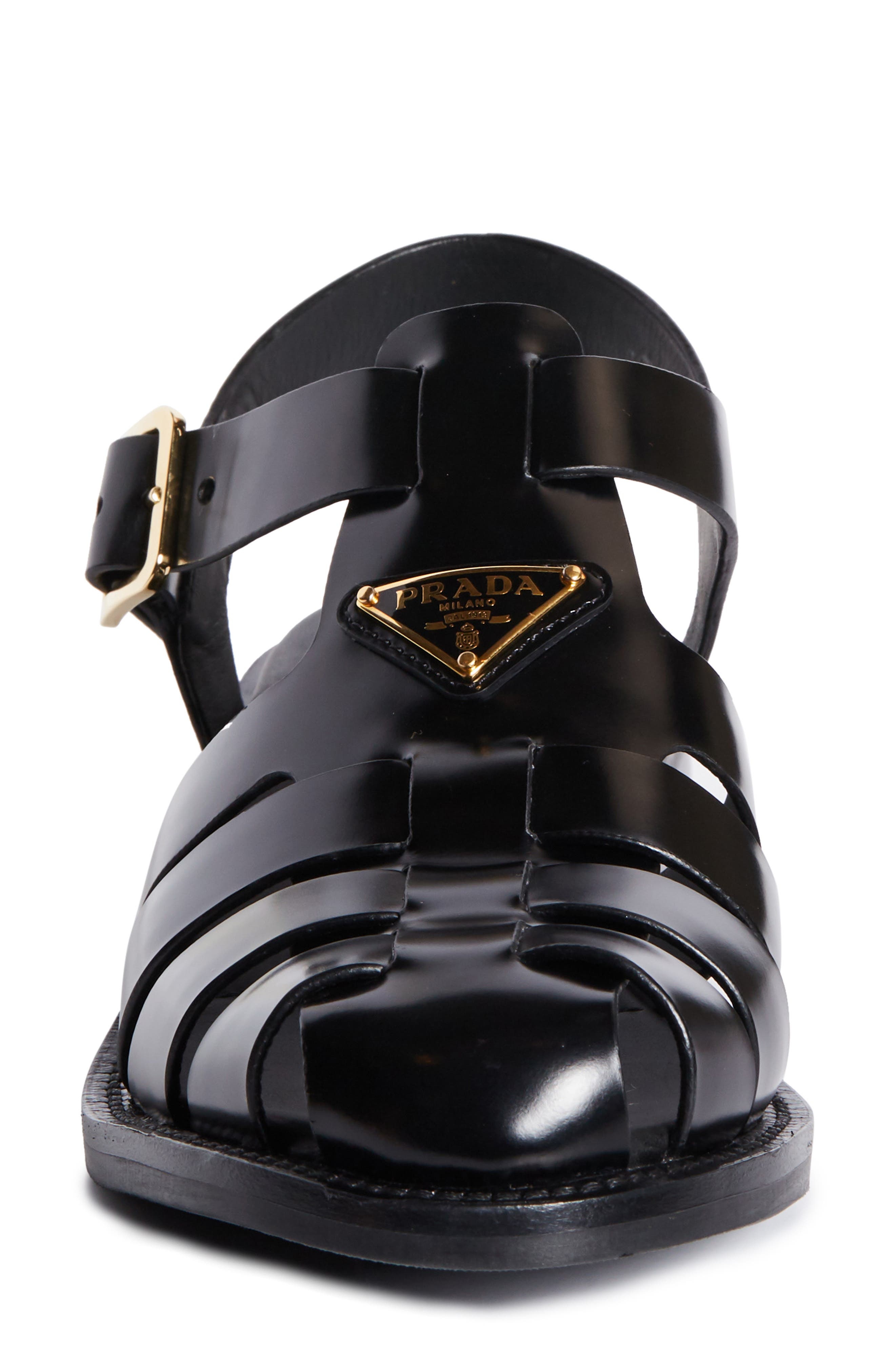 Prada Logo Fisherman Sandal in Nero at Nordstrom - 4