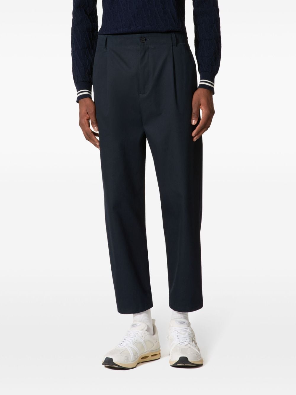 pleat-detail cotton chino trousers - 3