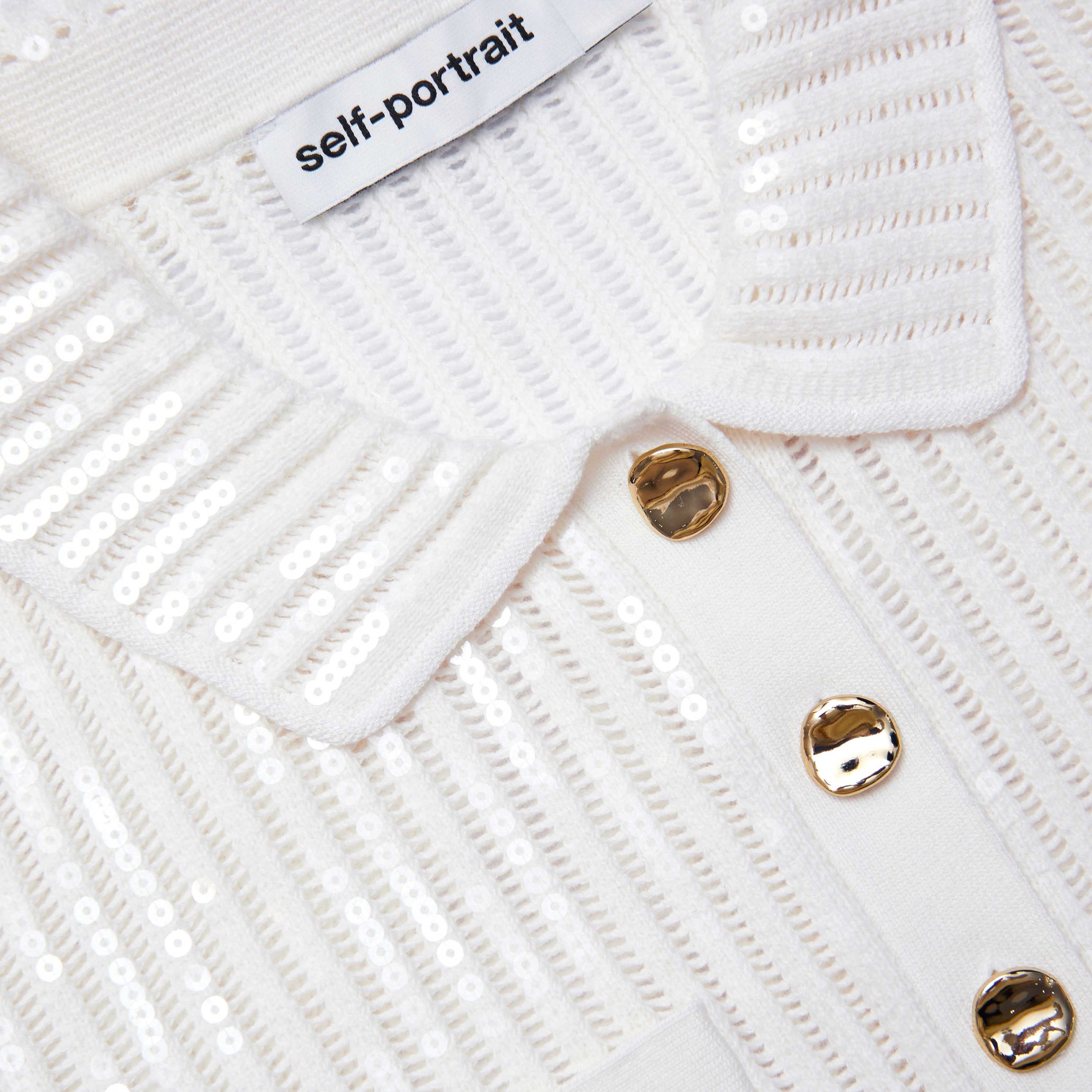 White Sequin Crochet Mini Dress - 5
