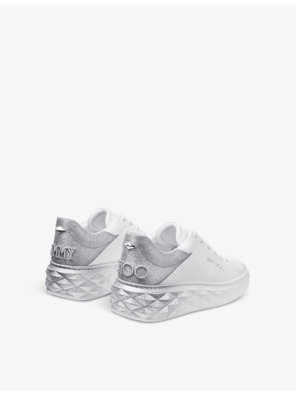 Diamond Maxi brand-embossed leather low-top trainers - 5