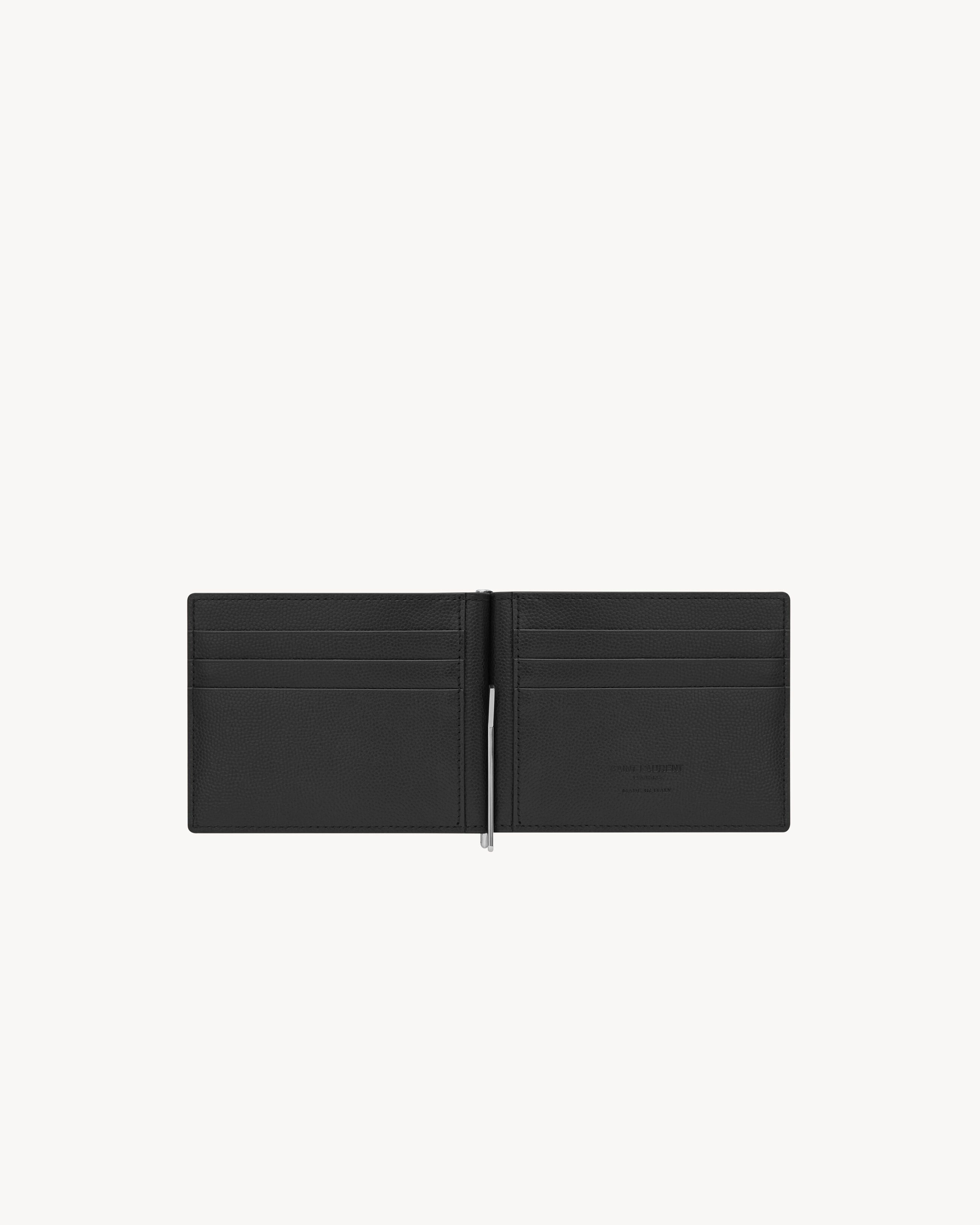 SAINT LAURENT PARIS BILL CLIP WALLET IN GRAIN DE POUDRE LEATHER - 4