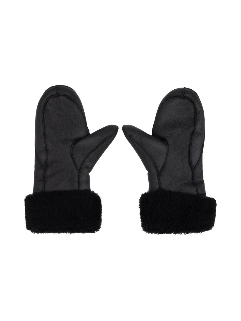 Yves Salomon Black Curly Mittens outlook