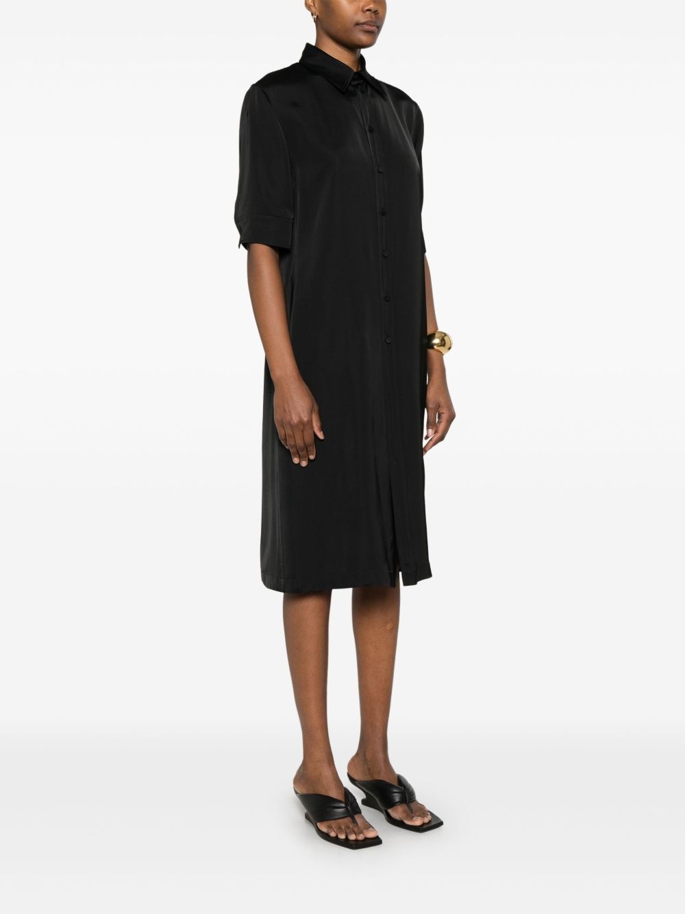 satin midi shirt dress - 3
