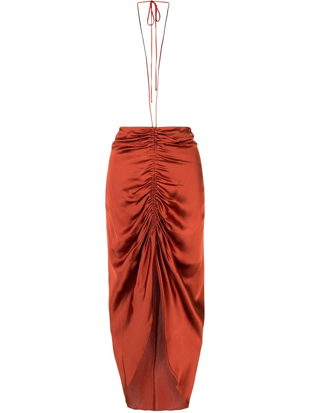 gathered tie midi skirt - 1