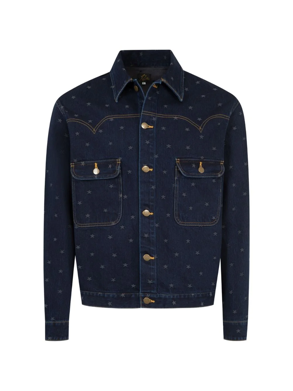 star-jacquard denim jacket - 1