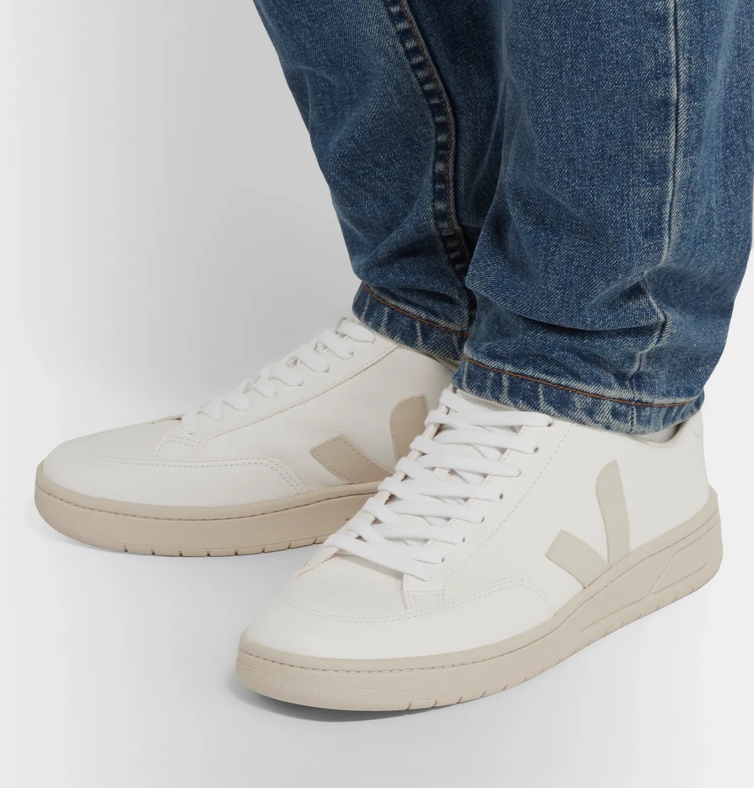 V-12 Rubber-Trimmed Leather Sneakers - 5