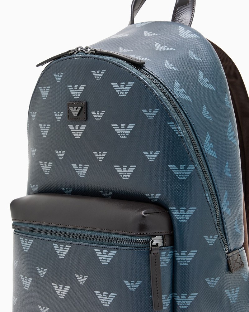 BACKPACK IN COATED CANVAS WITH ALL-OVER EAGLE 5